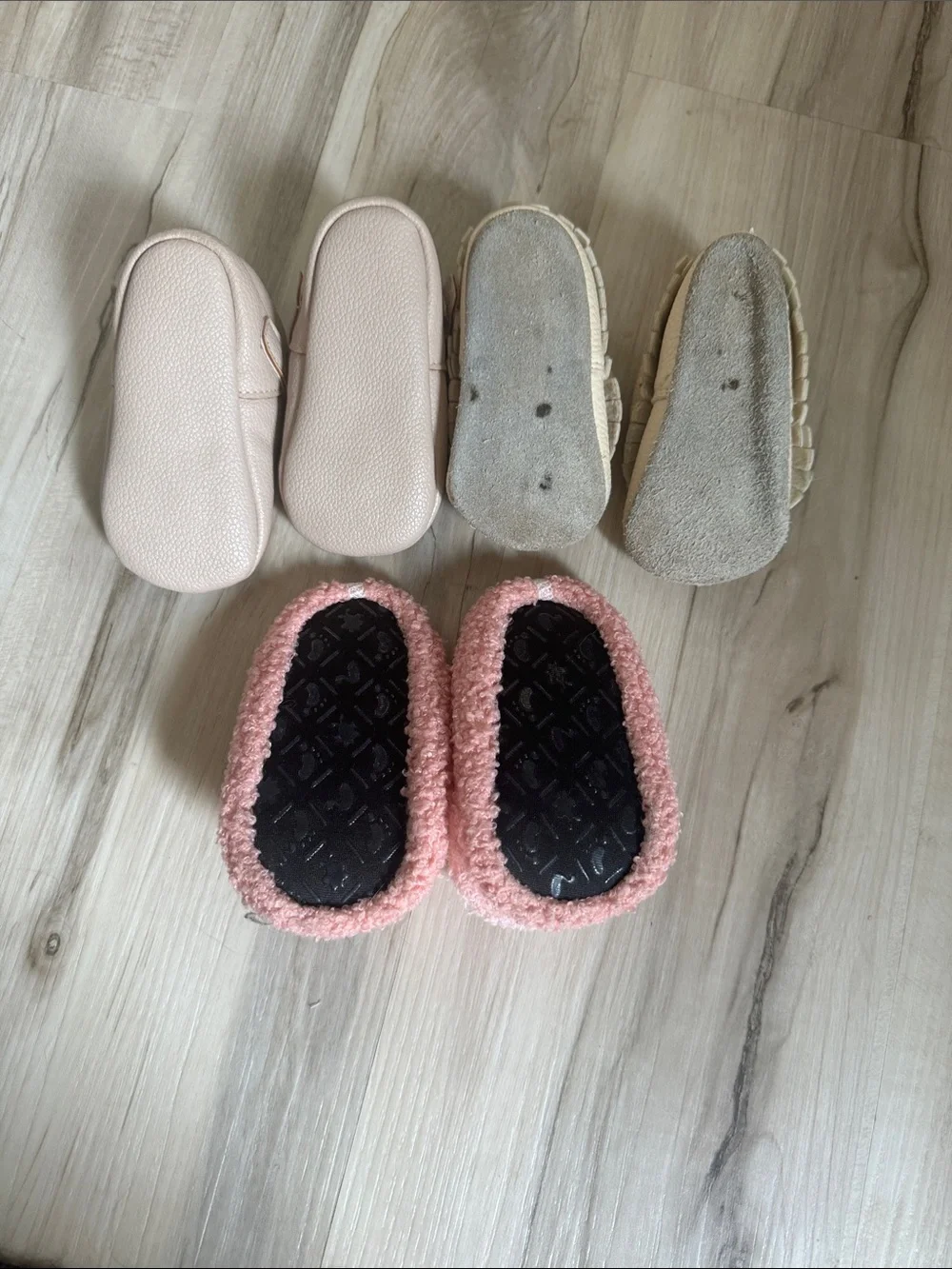 Baby Girls Soft Pink & Cream Shoe Trio – Mary Janes, Bow Flats & Bear Slippers